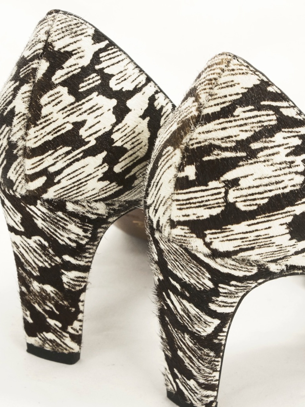 10 Derek Crosby Lam Abstract Animal Print Calf Pony Hair D’Orsay Pump Heels - Picture 6 of 8